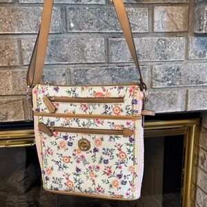 Floral Crossbody Bag with Tan Trim - [Brand Unknown]